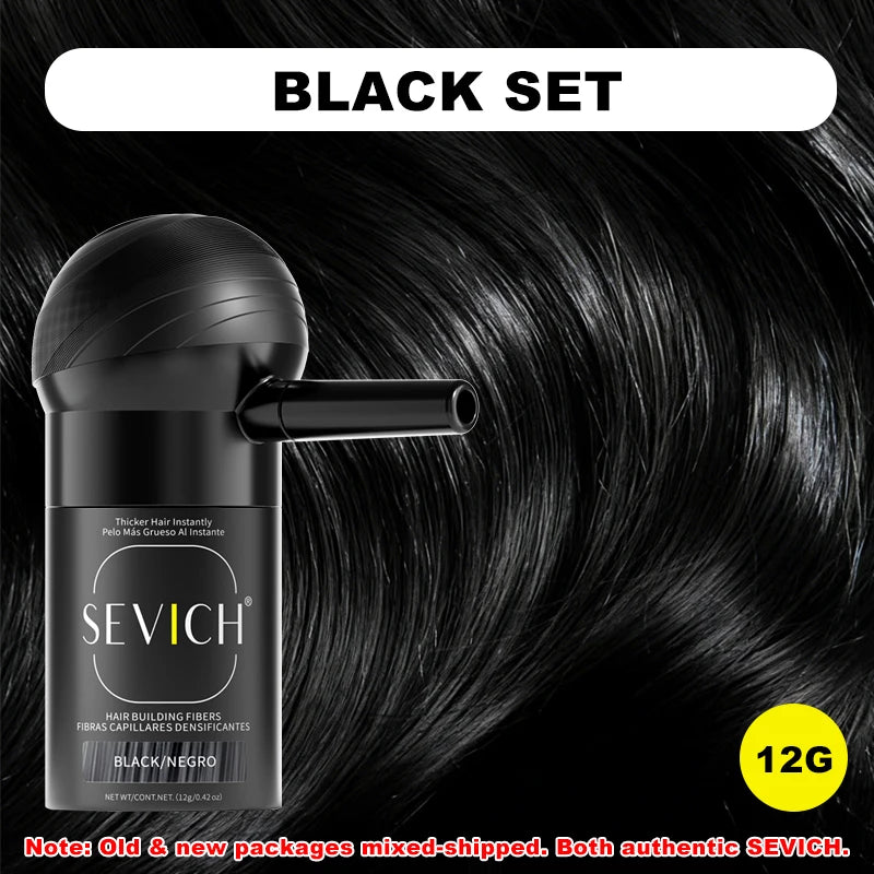 SEVICH Hair Fiber Thickening Spray Set 12g Instant Regrowth Powder Hair Building Fiber Applicator Hairline Powder Hair Concealer