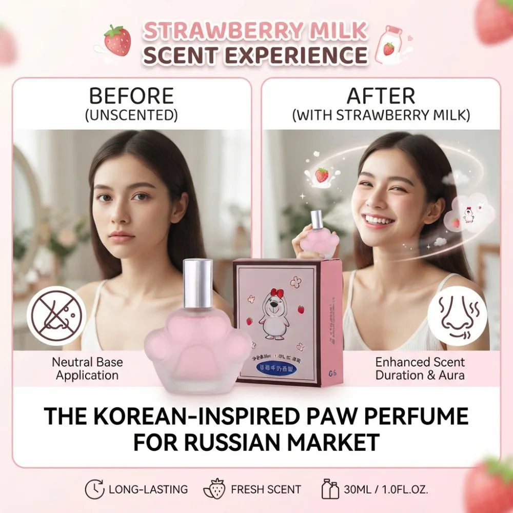 Bear Paw Perfume 30ML EDT Long Lasting Sweet Fruity Milk Gourmand Fragrance Cute Animal Shaped Ideal For Women Daily Use & Gift