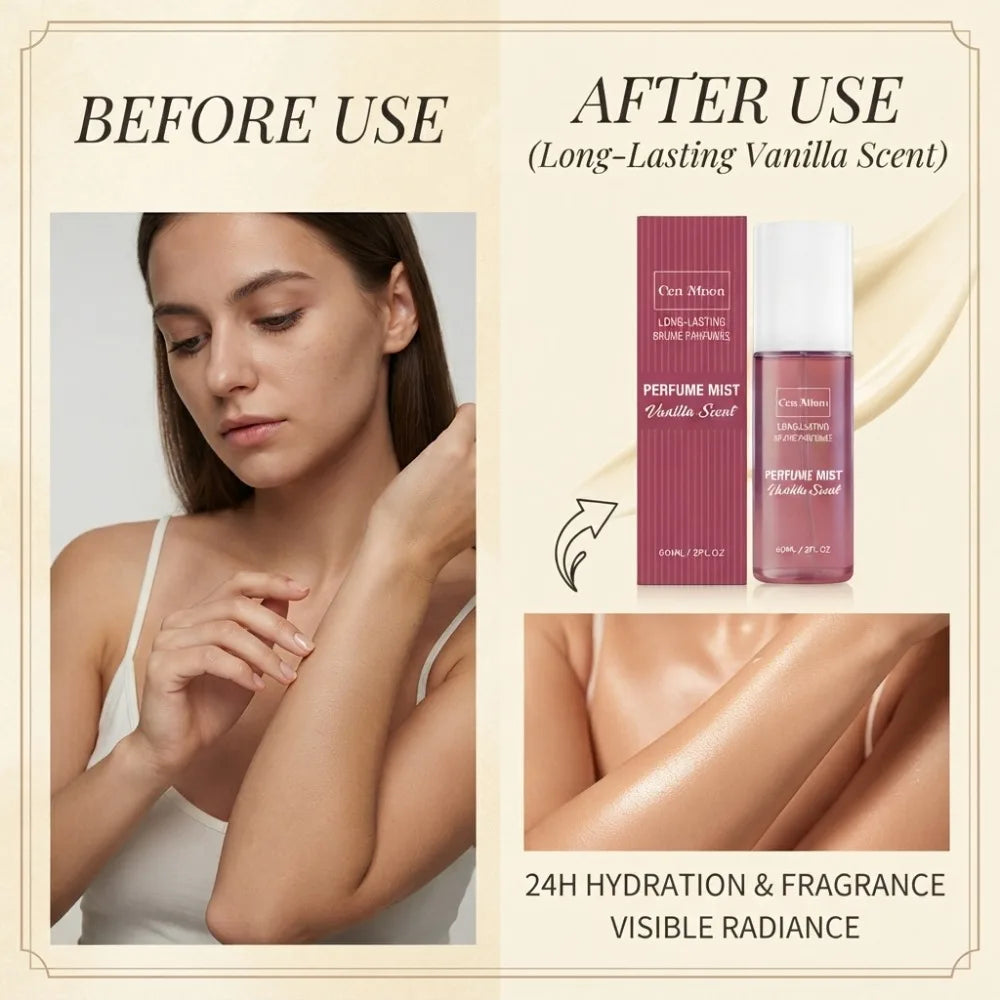 60ml Vanilla Perfume Mist Long Lasting Warm Sweet Light Scent Body Hair Clothing Refreshing Spray Daily Travel Fragrance