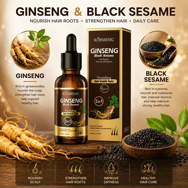 Black Sesame Ginseng Hair Growth Serum, Faster Hair Growth, Thicker & Longer Hair, Anti Hair Loss, Hair Regrowth Alopecia Areata - AliExpress 66