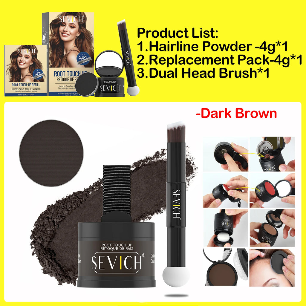 SEVICH Replaceable Hairline Powder Kit Refill Hairline Shadow Powder Root Cover Up Hair Concealer Double Ended Makeup Brush - AliExpress 66