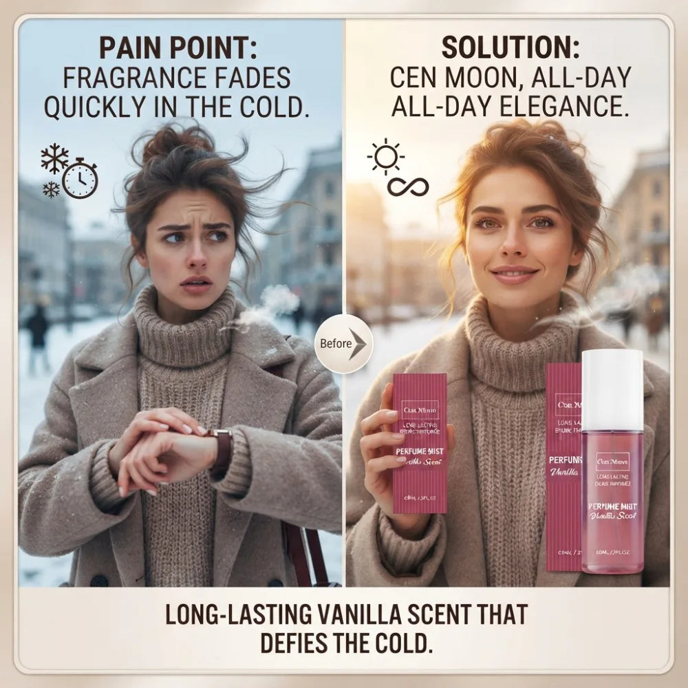 60ml Vanilla Perfume Mist Long Lasting Warm Sweet Light Scent Body Hair Clothing Refreshing Spray Daily Travel Fragrance