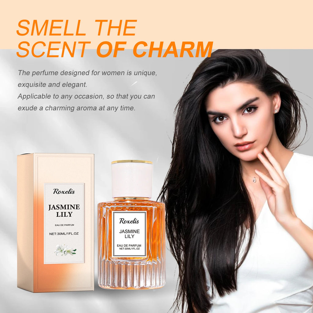 Elegant Women Perfume Jasmine Lily Floral Scent Long Lasting Fragrance Natural Fresh Scent Spray Eau De Toilette Flirting Pheromone For Daily Dating Seductive Romance Gift 30ml