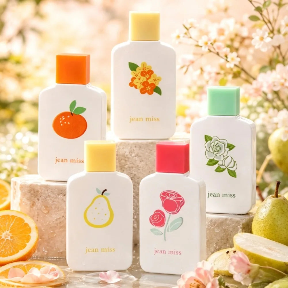 50ML Cartoon Fruit Flower Printing Perfume Natural Fresh Floral Fruity Scent Long Lasting Eau De Toilette For Women Daily Dating
