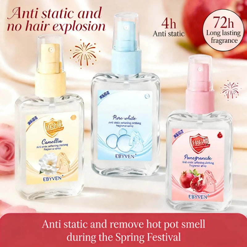 Clothing Fragrance Spray,Closet Fabric Anti-Static Deodorizing Mist,Long-Lasting Odor Eliminator,Camellia /Pomegranate Scent